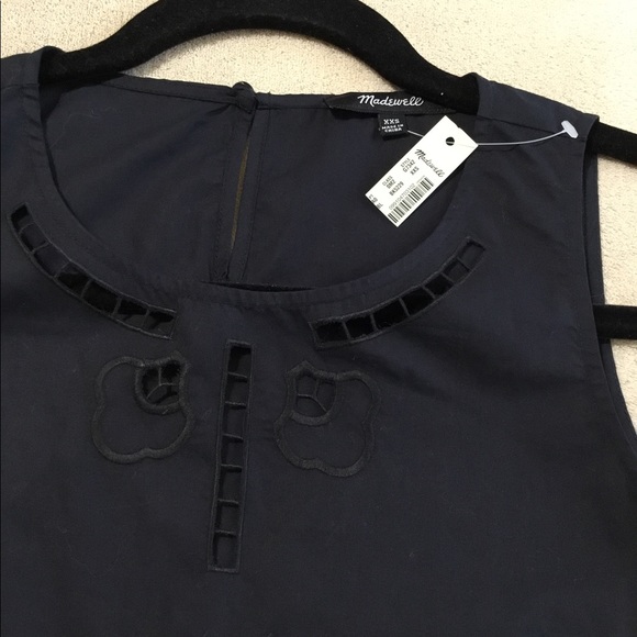 Madewell Floral embroidered black top Sz.XXS - Picture 6 of 8